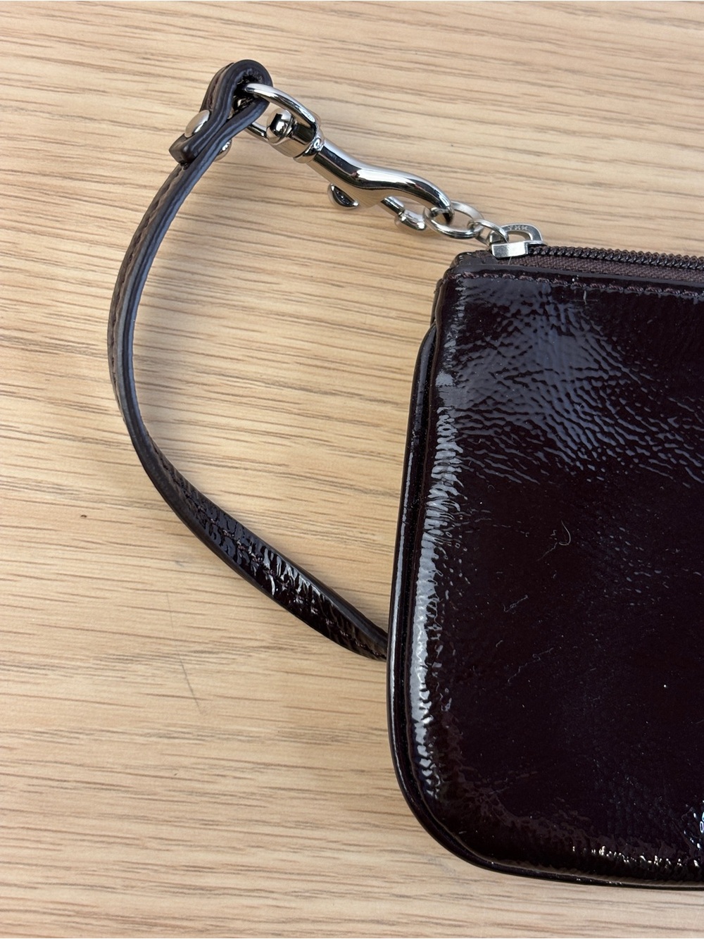 Coach Small Dark Brown Patent Leather Wristlet - Picture 4 of 9